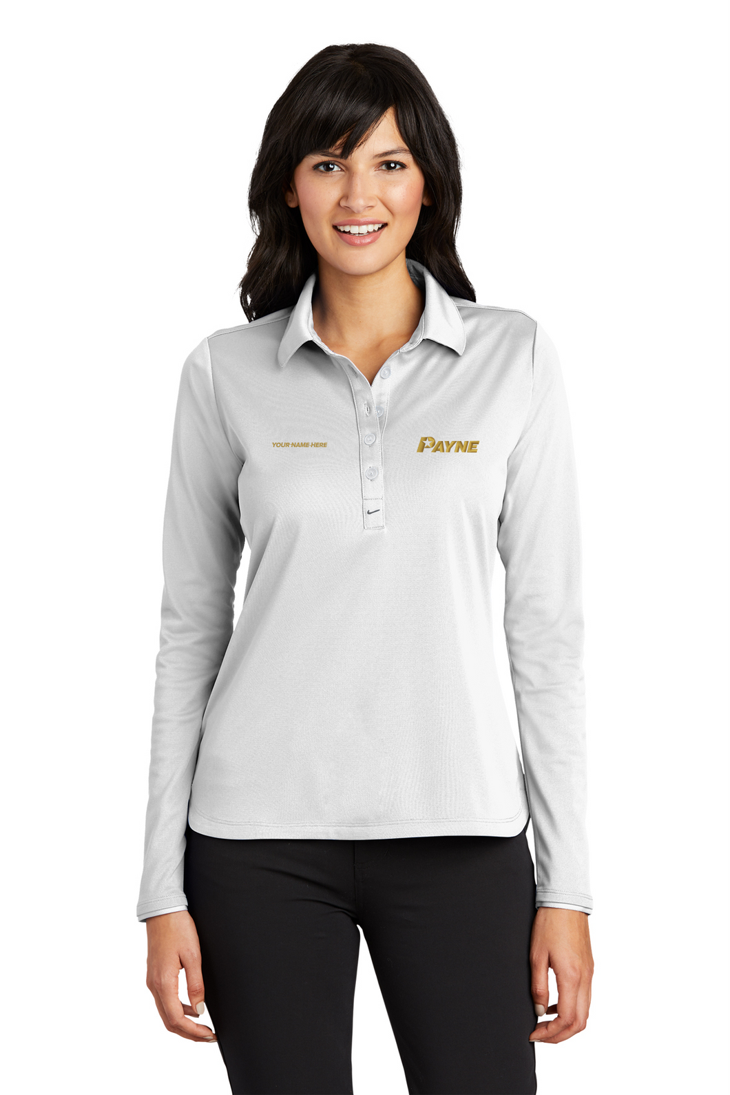 Ladies Nike Ladies Long Sleeve Dri-FIT Stretch Tech Polo Gold Elite