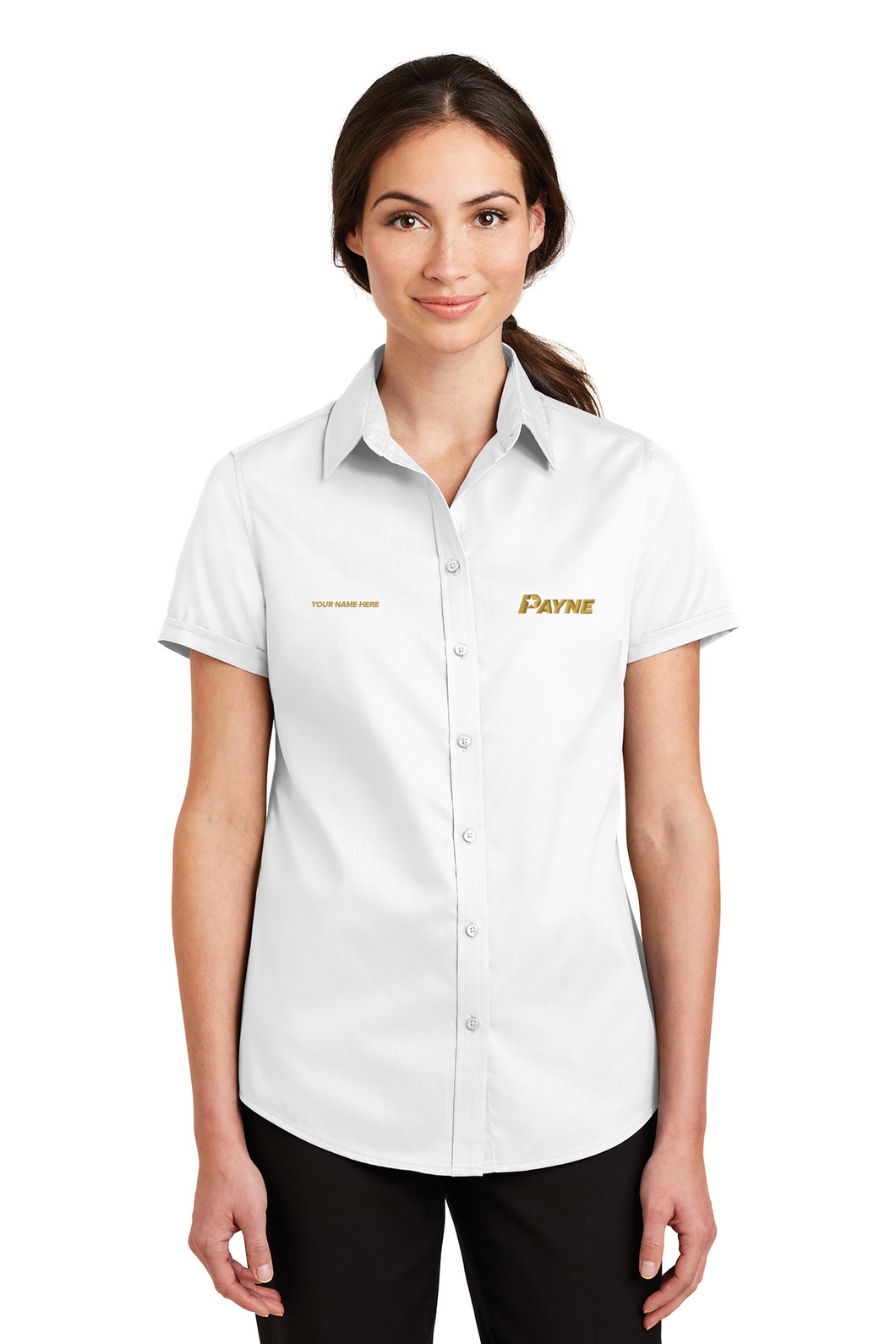 Women's Short Sleeve Port Authority Twill Button Down Gold Elite