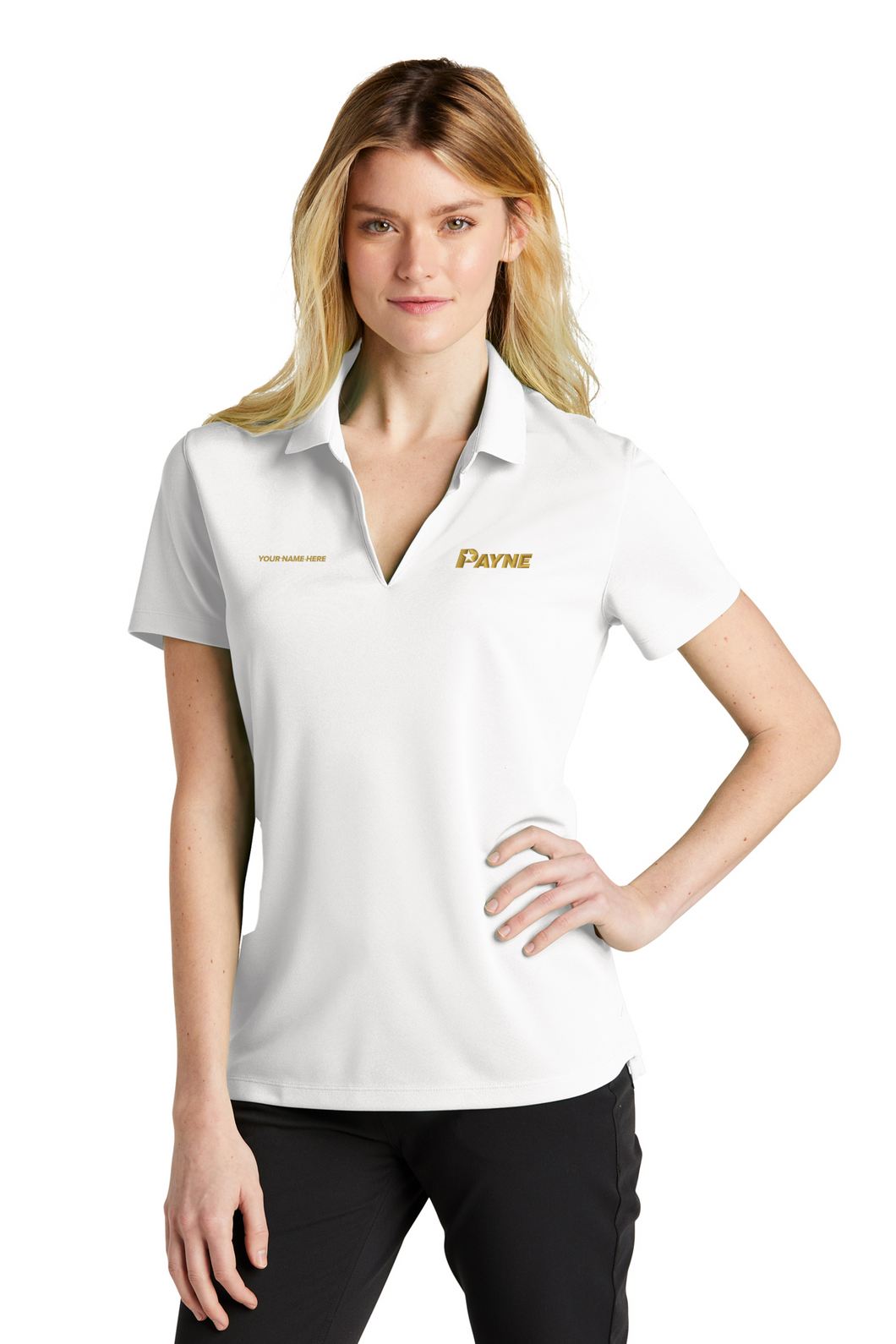 Ladies Short Sleeve Nike Dri-FIT Micro Pique 2.0 Polo Gold Elite