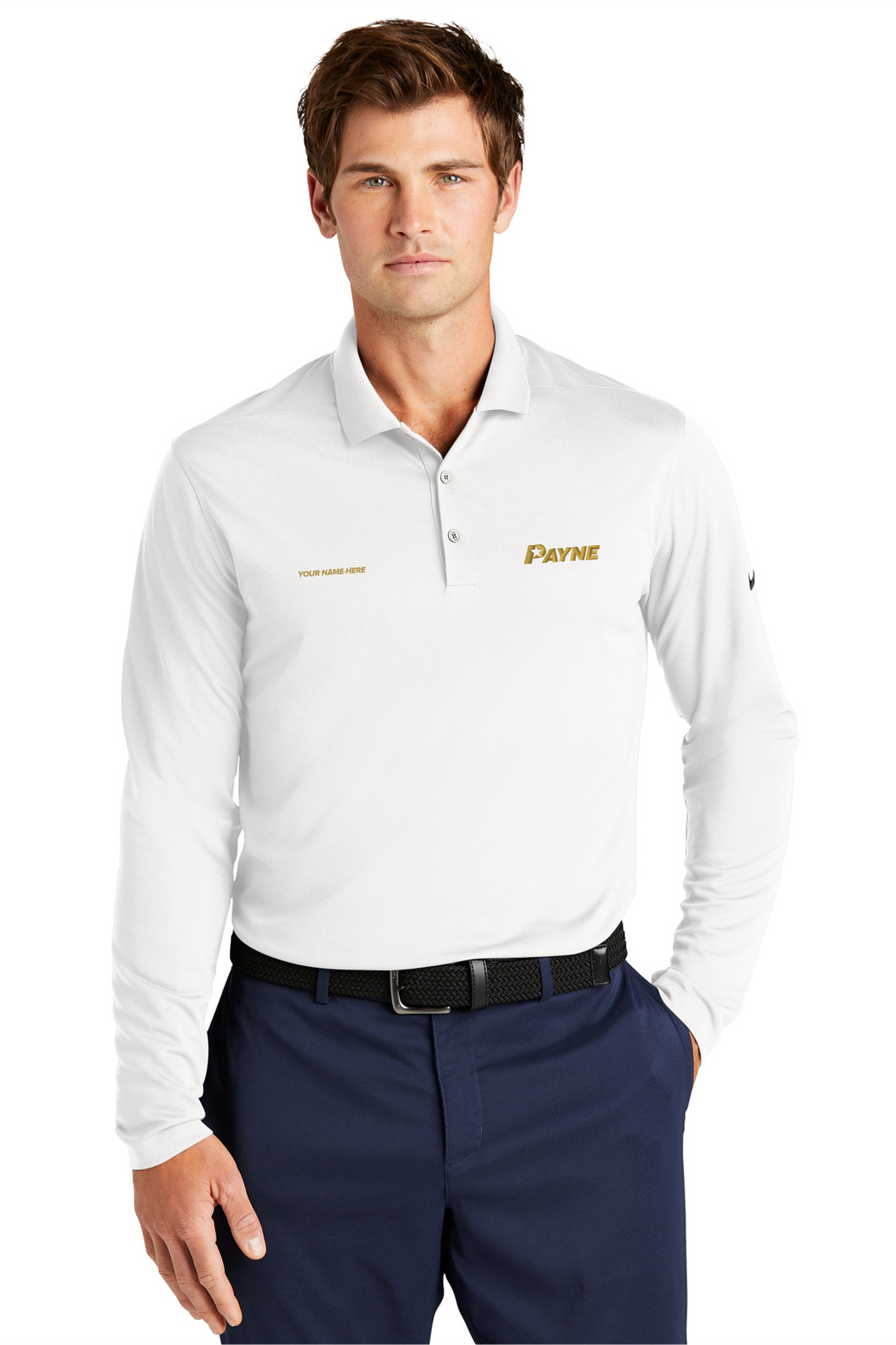 Men's Long Sleeve Nike Dri-FIT Micro Pique Polo Gold Elite