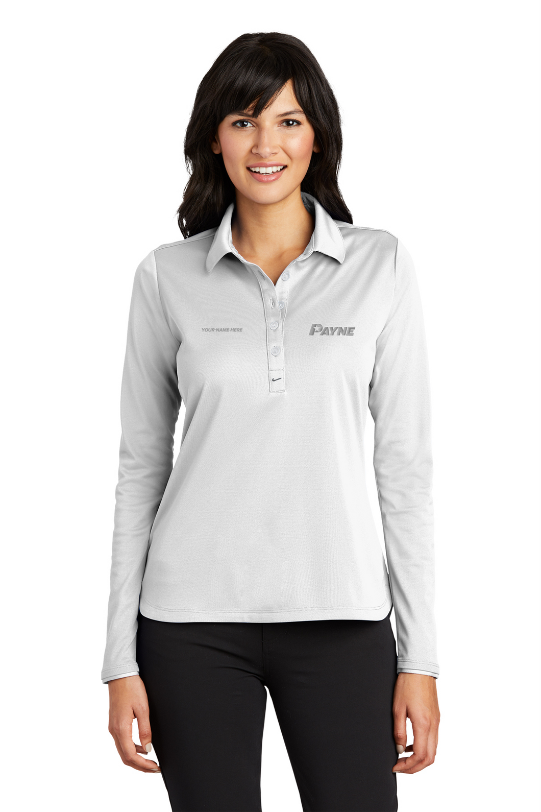 Ladies Nike Ladies Long Sleeve Dri-FIT Stretch Tech Polo Silver Elite